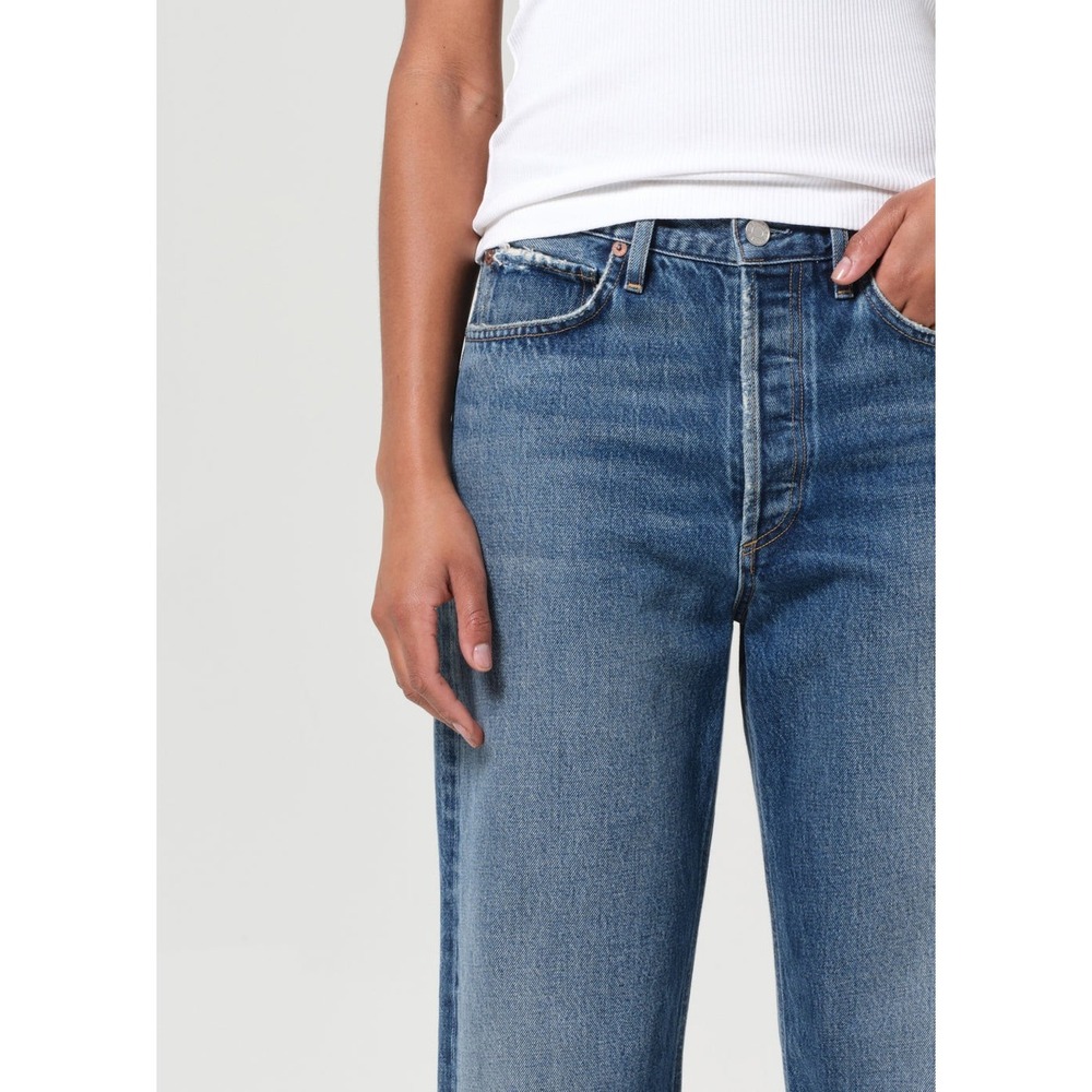 NWT AGOLDE 90s Jean Midrise Loose Fit Size 25 Hook Denim Light Distressed Jeans